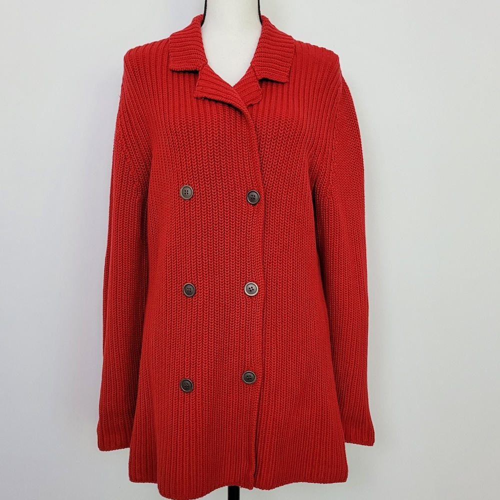 Red Sweater Jacket Rena Rowan Large Vintage